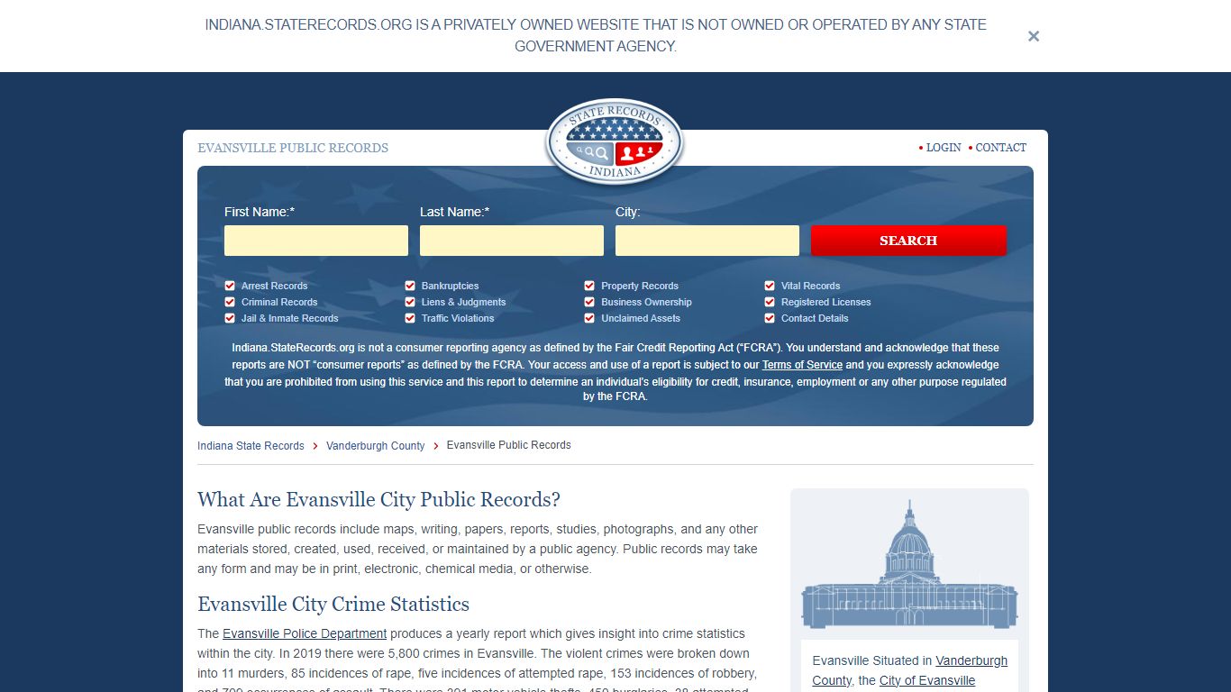Evansville Arrest and Public Records | Indiana.StateRecords.org