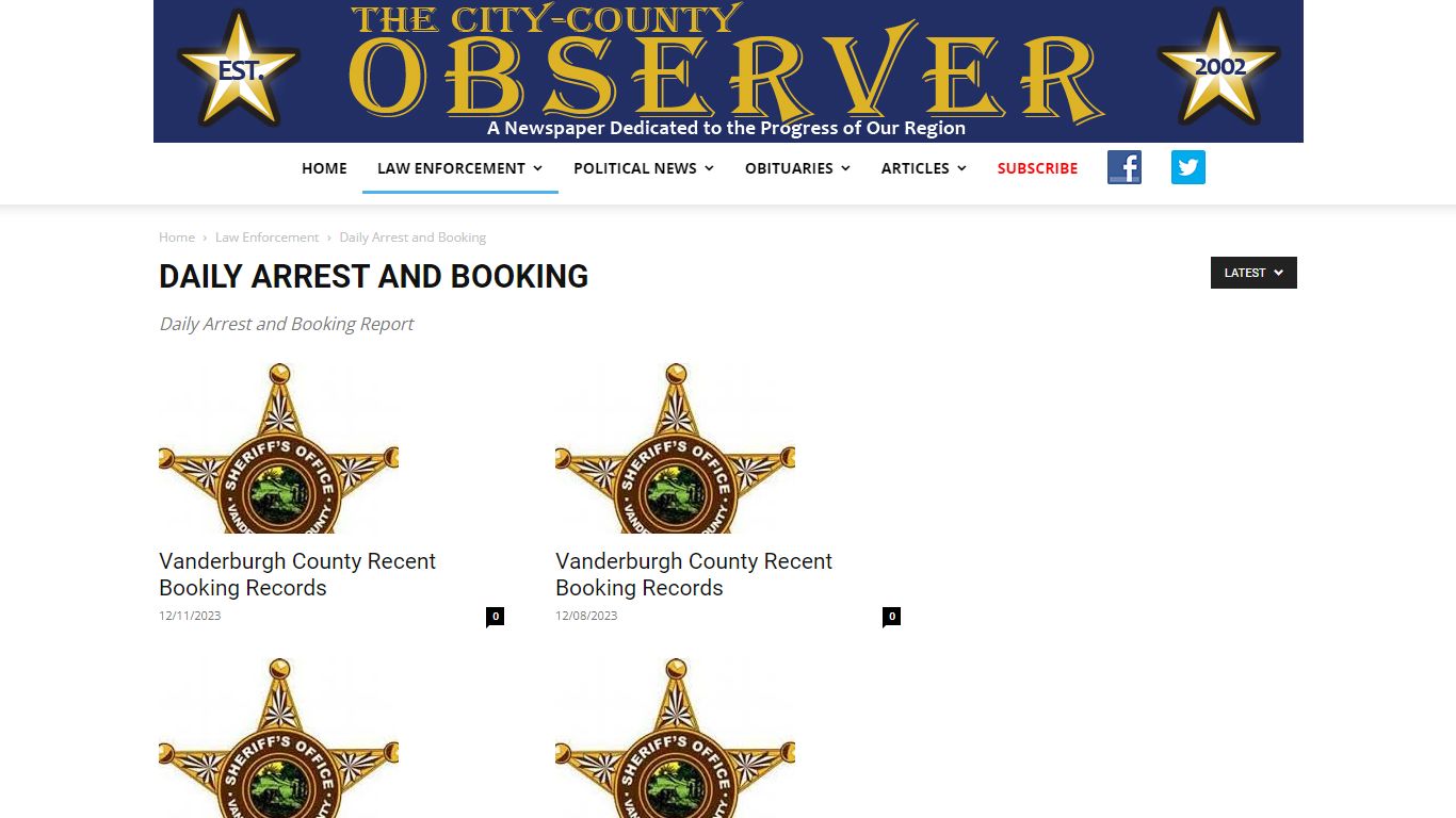 Daily Arrest and Booking | City-County Observer